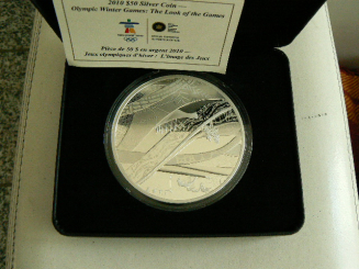 Kanada / Canada: 50 Dollars, 2010: Olympiade Winter 2010 Vancouver: 5 Unzen Feinsilber in OVP 