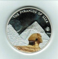 5 Dollars 2009, Pyramiden von Gize (7 Weltwunder der Antike), in Kapsel, 25g Silber/Bunt 