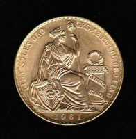 100 Soles 1961, sitzende Freiheit, Gold 