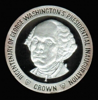 1 Crown 1989, George Washington, 1. Präsident USA Portrait, in Dose/Etui, Silber *nur 1x auf Lager* 