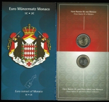 Monaco: Euromünzensatz, Set: 1 + 2 Euro 2001, Fürst Rainier III. von Monaco 