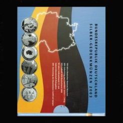 Deutschland: 10 Euro, Silber-Gedenkmünzenset 2003, 6 x 10 Euro in OVP, Silber PP 