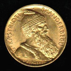 Albanien: 20 Franka Ari, 1927, 'V', Skanderberg/Markuslöwe, 6,4516/900 Gold 