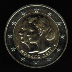 Monaco: Münze 2 Euro, 2011, Hochzeit Albert II. / Charlene Wittstock in Ovp. + Zertifikat 
