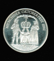 Deutschland/Bayern: Oktoberfest 2002, Trachtenpaar + Rautenwappen, 39 g Silber 