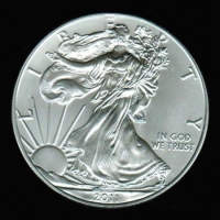 USA: 1 Dollar 2011, Walking Liberty, In god we trust, MintMark: W, in OVP / Zertifikat, 1 Unze Feinsilber  