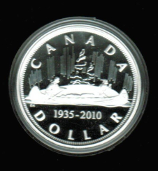 Kanada/Canada: 1 Dollar 2010: 75 Jahre 'Kanua-Dollar', Kanumotiv/George V. in OVP mit Zertifikat 