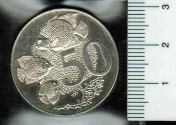 Cayman-Inseln: 50 Cents, 1972, Y*5, 'Felsenengel-Fische', leicht Patina, 10,37/925 Silber 