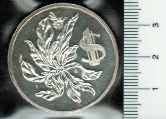 Cayman-Inseln: 1 Dollar, 1972, Y*6, Biene am Flammenbaum, 18,14 / 925 Silber 