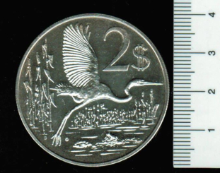 Cayman-Inseln: 2 Dollars, 1972, Y*7, 'Canada-Reiher' überfliegt Ufer mit Frosch, 29,81/925 Silber 