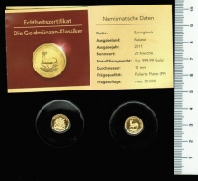 Malawi: 20 Kwacha 2011, Springbock/Staatswappen, 1/2g 999,99 Gold in Dose/Zertifikat 