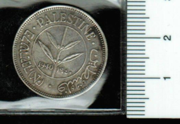 Palästina: 50 Mils, 1940, Y*6, Olivenzweig, 5,8319/720 Silber 