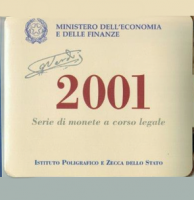 Italien: Lira-Kursmünzensatz 2001, Guiseppe Verdi / Todestag 1901, 500 + 1.000 Lire, Silber 