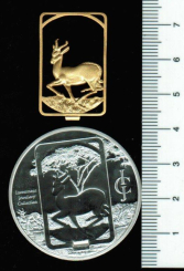 Malawi: 50 Kwacha 2008, A109, Springbock als aufstellbares, vergoldetes Inlay, 925 Silber 