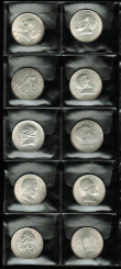 Österreich: 10 x 2 Schilling der '1. Republik', Österreich: 10 x 2 Schilling der '1. Republik' Doppel-Schilling-Serie (1928 - 1937), Silber 