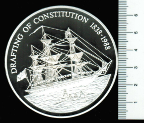 Pitcairn Inseln: 50 Dollars, 1988, 150. Jahrestag der Verfassung, OVP/Zertifikat 