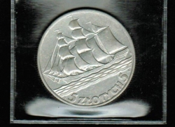Polen: 5 Zlotych 1936, Y*31, Segelschulschiff 'Dar Pomorza' + 15 Jahre Hafen Gdingen, 11/750 Silber, Nur 1 x auf Lager 
