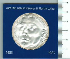 Deutschland: offizielle Medaille der 'Evangelischen Kirche', 35 g Silber in Klarsichtbox 