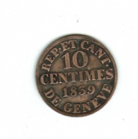 Schweiz: 10 Centimies, 1839, KM*18  