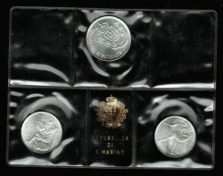 San Marino: 500 + 500 + 1.000  Lire/835 Silber, 1981, 2000. Todestag des Poeten Virgil, in OVP mit Kassette 