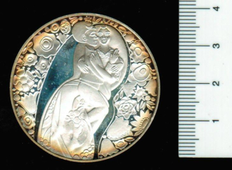 Österreich: 'Kalender-Medaille' 1999 der 'Österreich Münze', Mond/Feiertagsangaben, in Dose: 26,18/900 Silber 