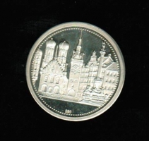 München: Altstadt, Rückseite: Wappen der Merkur Bank München, Medaille, 14,98 g. Silber 