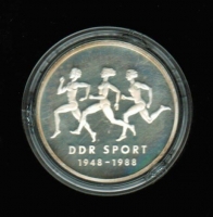 Deutschland/DDR: 10 Mark 1988, 40 Jahre dt. Sportausschuss, Probe Silber/PP 