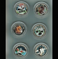 Nord-Korea und Kongo / Münzen farbig, Tiermotive, Silber 