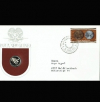 5 Toea, 1975, Schildkrötenmotiv, in Markenkuvert 