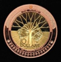 10 Dollars 2001, Y*593, Millennium / Christliche Jahrtausendwende 2000, mit 24 ct vergoldet in OVP 