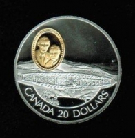 20 Dollars 1991, 'The Silver Dart', 1 Unze Feinsilber/0,8g 999 Goldinlay in Dose  