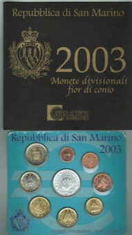 San Marino: Kursmünz-Serie, 2003 mit 5,-€ / Silber in OVP 