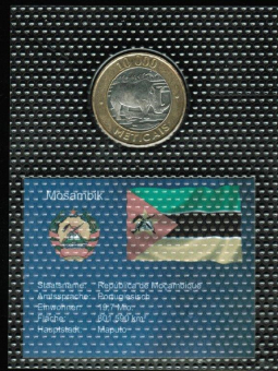 Weltkursmünzen / Mosambik: 10.000 Meticais, 2003  Nashorn 