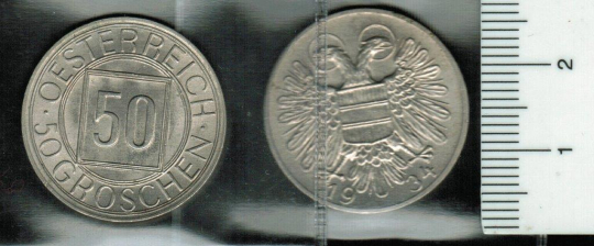 Österreich: 50 Groschen, 1934 (Y*64), Nachtschilling / Österr. Doppelkopfadler, Rarität, vz-stgl 