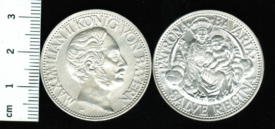 Bayern: Maximilian II. Joseph, Haus Wittelsbach, Max.II. Joseph/Patrona Bavariae, 14,57/1000 Silber 