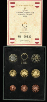 Österreich/Austria: Original Euro-Kursmünzsatz: 2008/2009/2010/2011/2012, Proof/Polierte Platte in OVP 