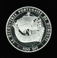 100 Francs (DIF) 1966, Entdeckung durch Portugiesen, Karack, Silber 