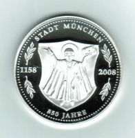 Deutschland/Bayern: 850 Jahre München, offizielles Stadtwappen, Medaille, Silber 
