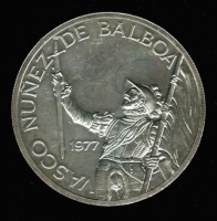 20 Balboas, 1977, Y*44, 500. Geburtstag von Vasco Nunez de Balboa, Silber 