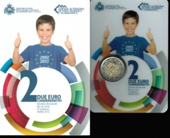 San Marino: 2 Euro, Euro 2012, 10 Jahre Euro-Währung/2002-2012, in OVP, nur 1 Exemplar 