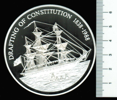 Pitcairn Inseln: 50 Dollars, 1988, 150. Jahrestag der Verfassung, OVP/Zertifikat 