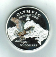 Cook Inseln: 10 Dollars 1996, Y 283, Weißkopf-Seeadler / Olympic National Park 